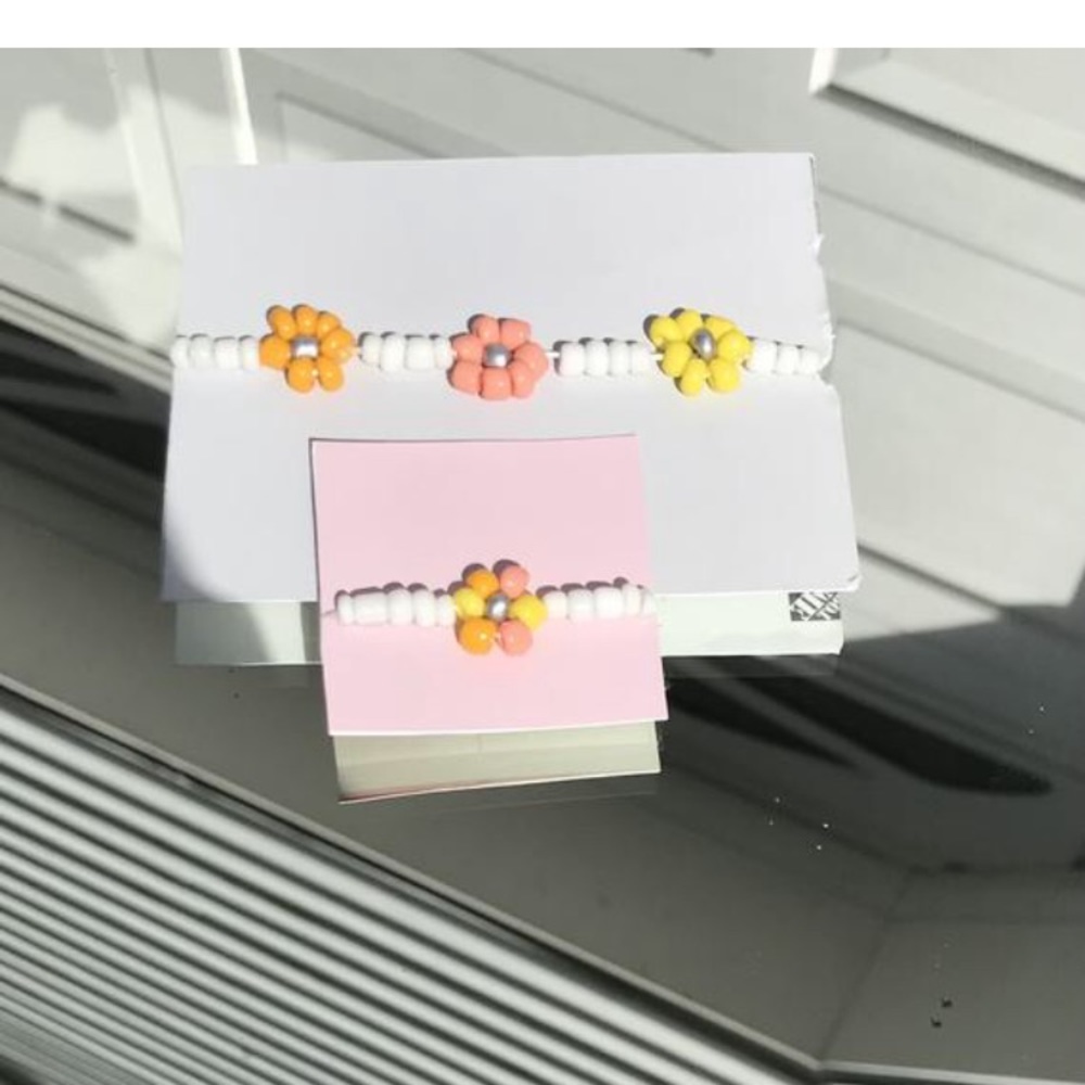 Orange and pink flower bracelet